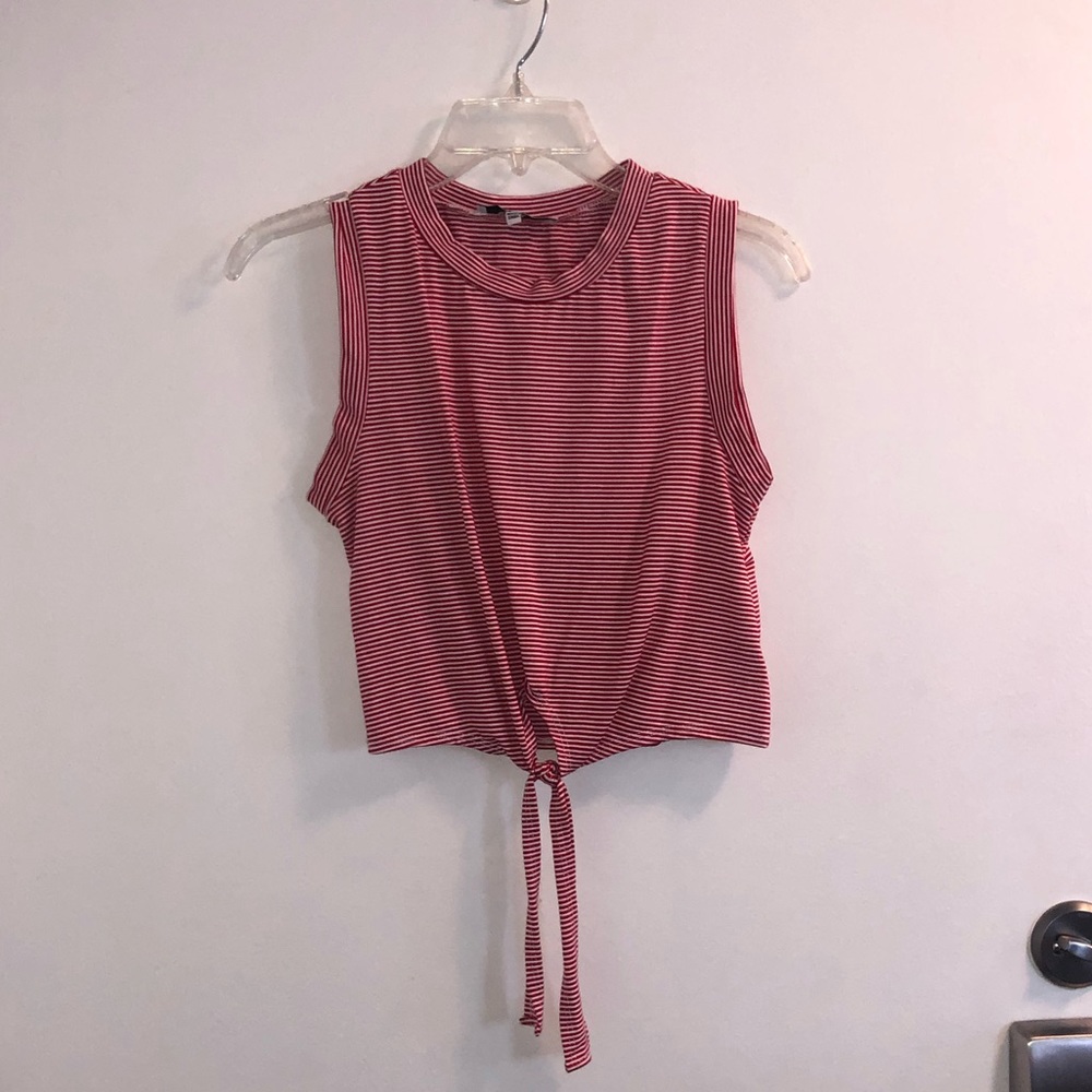 Red and White Striped Tank Top